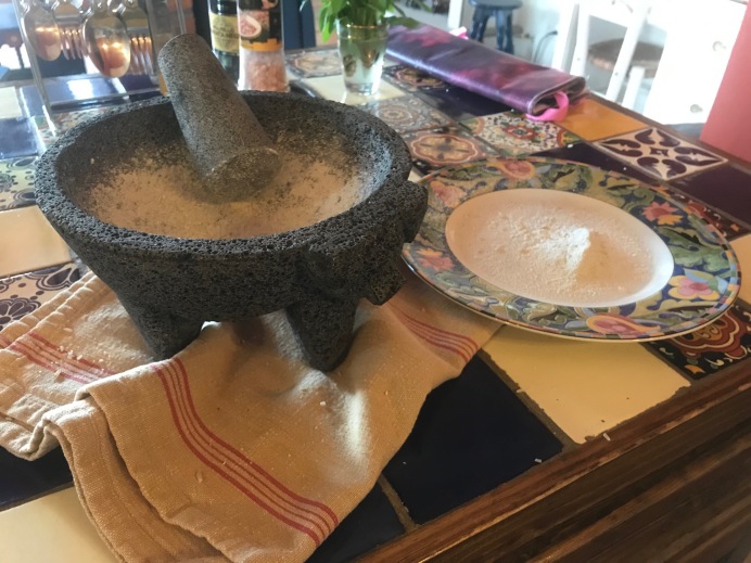Curing the mortar and pestle Rose got for her birthday.